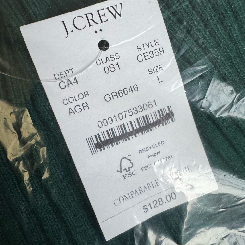 NWT J CREW Factory Ribbed mini sweater-dress in Academic green - Picture 4 of 10